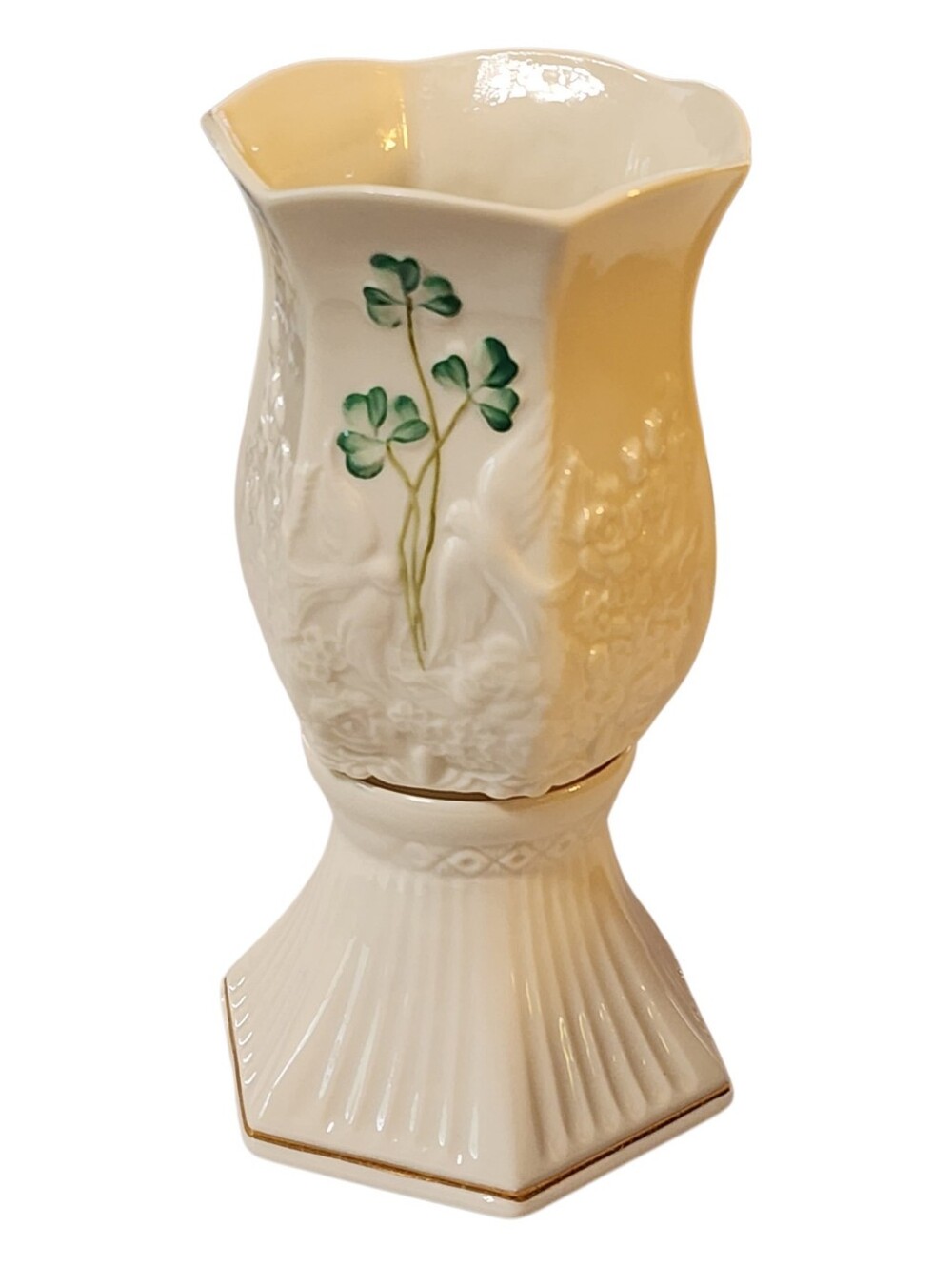 🍀BELLEEK Porcelain Tea light Votive Candle Holder w-Shade Fairy Light Lamp Box - Picture 4 of 12